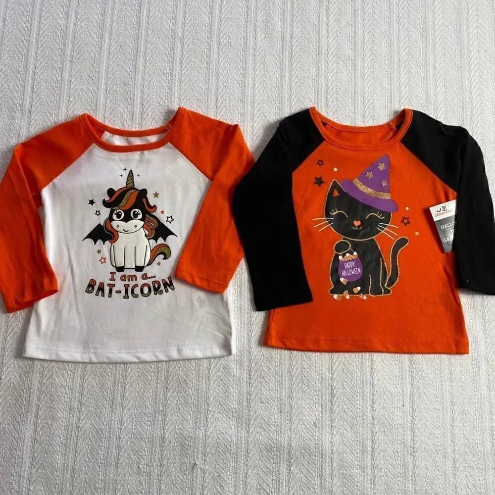 Halloween Girls 12M Graphic Tops. Price includes both tops.